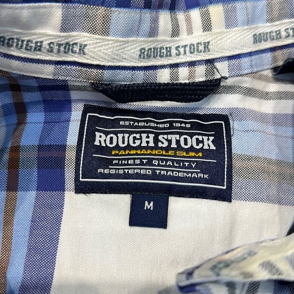Rough Stock Panhandle Slim Button Down Shirt Mens Size Medium Short Sleeve Blue - Picture 8 of 10